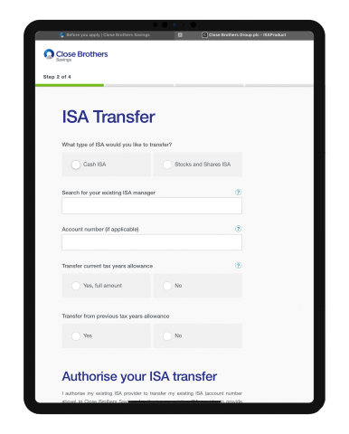 ISA Transfer Guide (new cash ISA) Step four