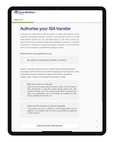 ISA Transfer Guide (new cash ISA) Step five